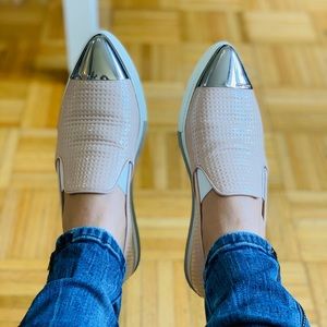 ‼️Miu Miu Metallic Cap-Toe Skate Sneakers‼️💯 NUDE